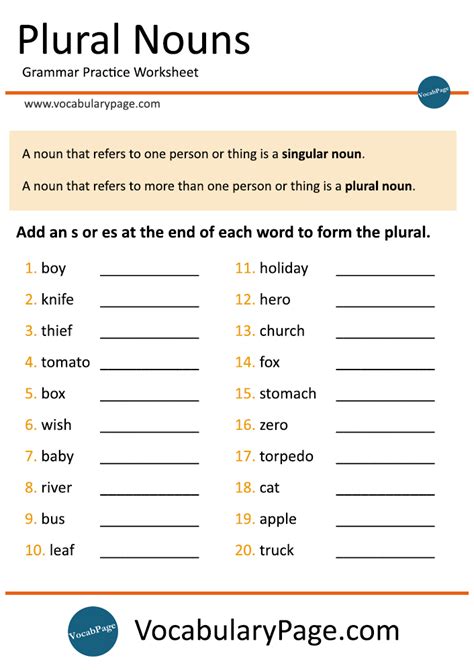 singular and plural nouns quiz.